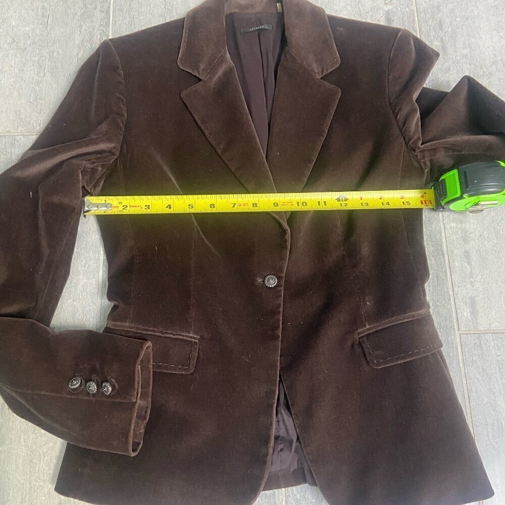 Tahari Velvet Single Breasted Detailed Button Structured Blazer Brown Size 6 - Picture 8 of 12